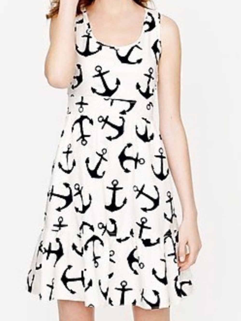 J. Crew Women’s White Coastal Beachy Mini Dress with Navy Anchors Size 2